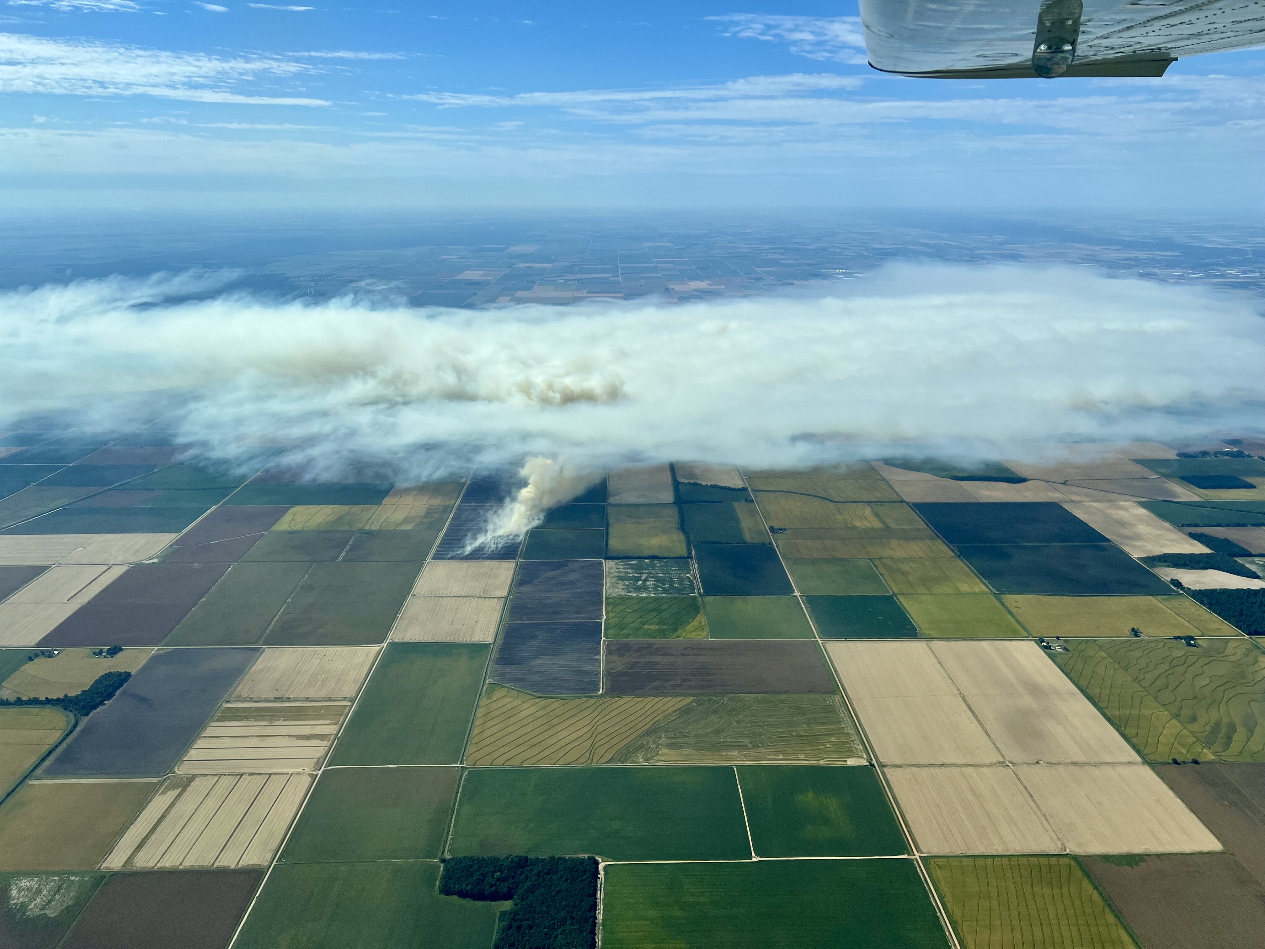 Field on fire as seen from 5,500'
