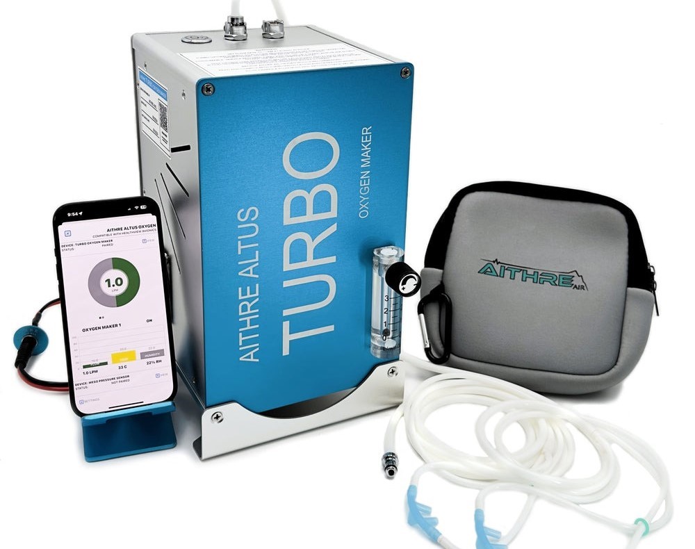 One integrated solution for aviation oxygen is this portable Aithre Turbo Oxygen Maker.